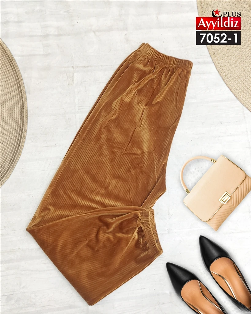 شلوار سایز بزرگ زنانه مخمل کبریتی کد 7052