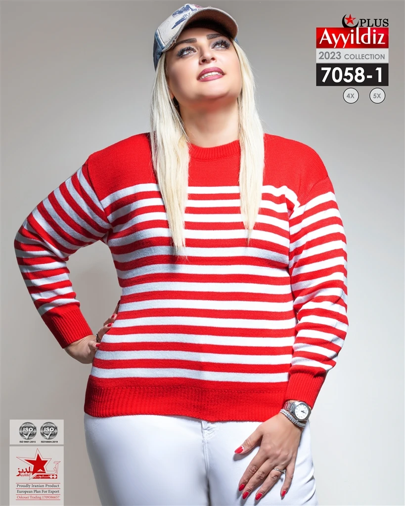 بلوز بافت سایز بزرگ زنانه کد 7058