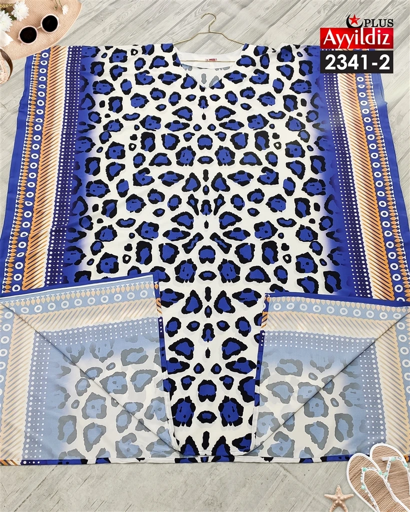 کفتان حریر طرح‌دار سایز بزرگ زنانه کد 2341-2