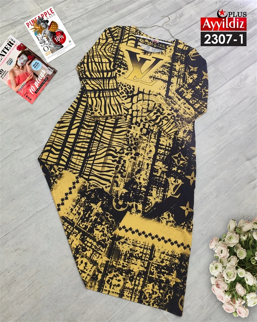 پیراهن مجلسی LV سایز بزرگ زنانه  کد 2307