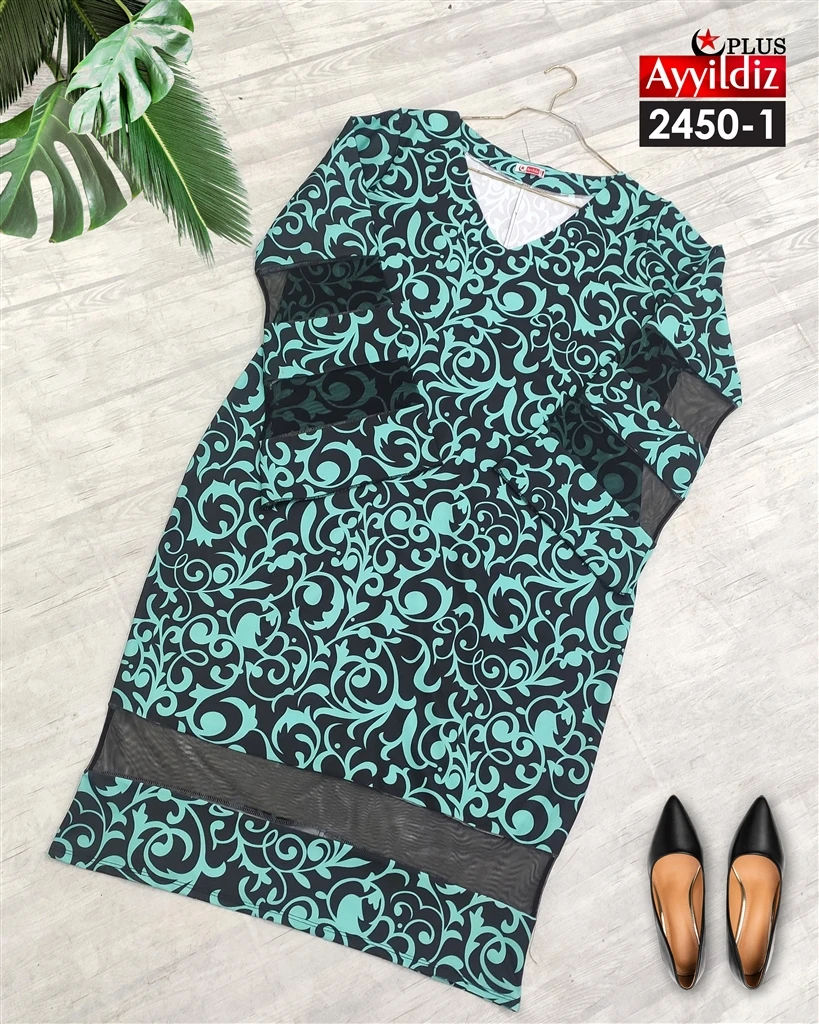 پیراهن مجلسی سایز بزرگ زنانه کرپ بنگال کد 2450