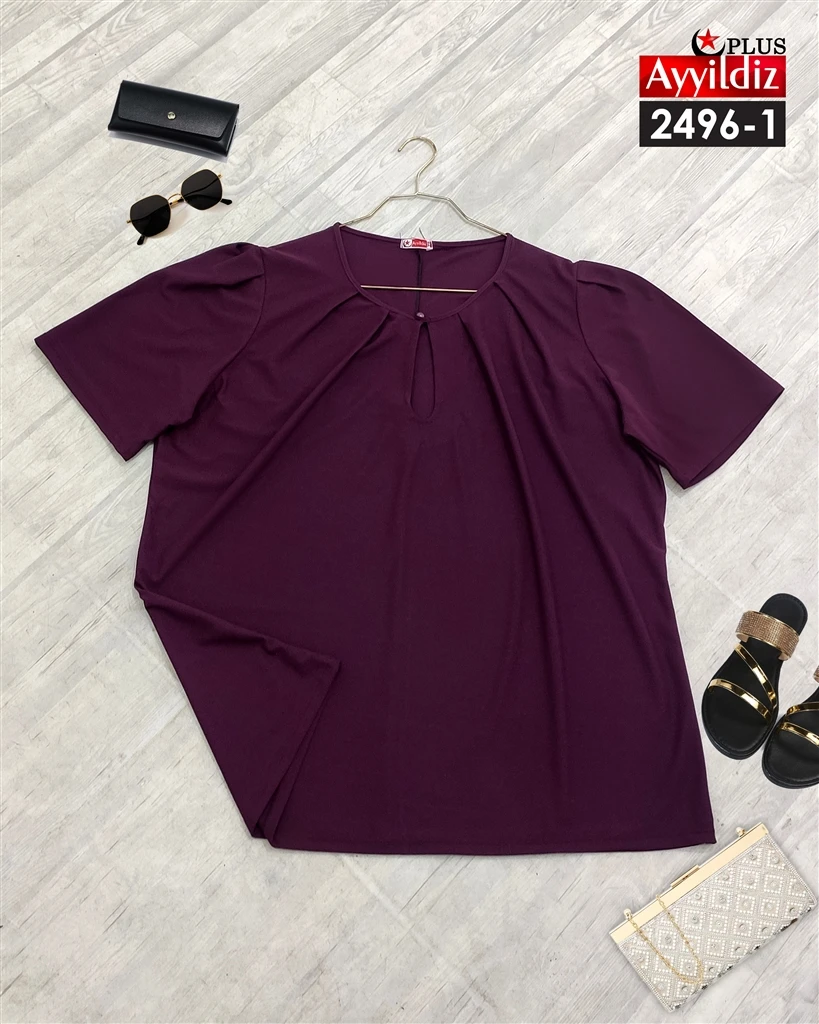تیشرت خاص جلو اشکی سایز بزرگ زنانه کد 2496