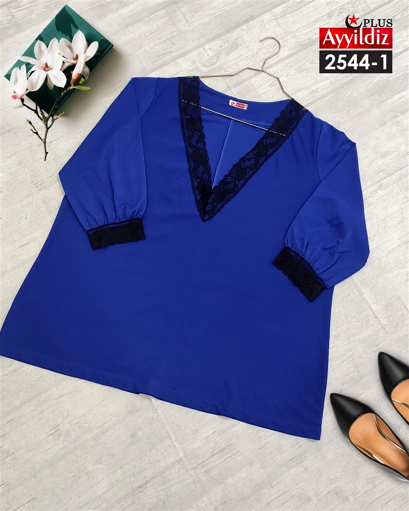 شومیز مجلسی سایز بزرگ زنانه کرپ کش کد 2544