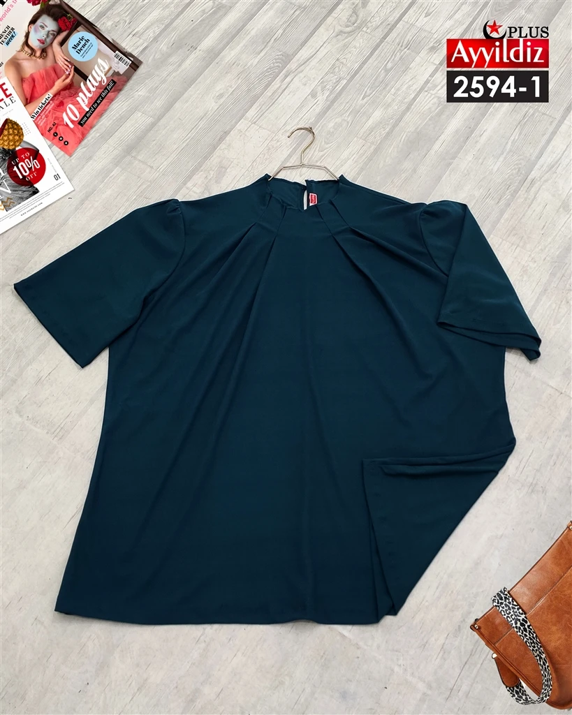 شومیز سایز بزرگ زنانه کرپ کش کد 2594