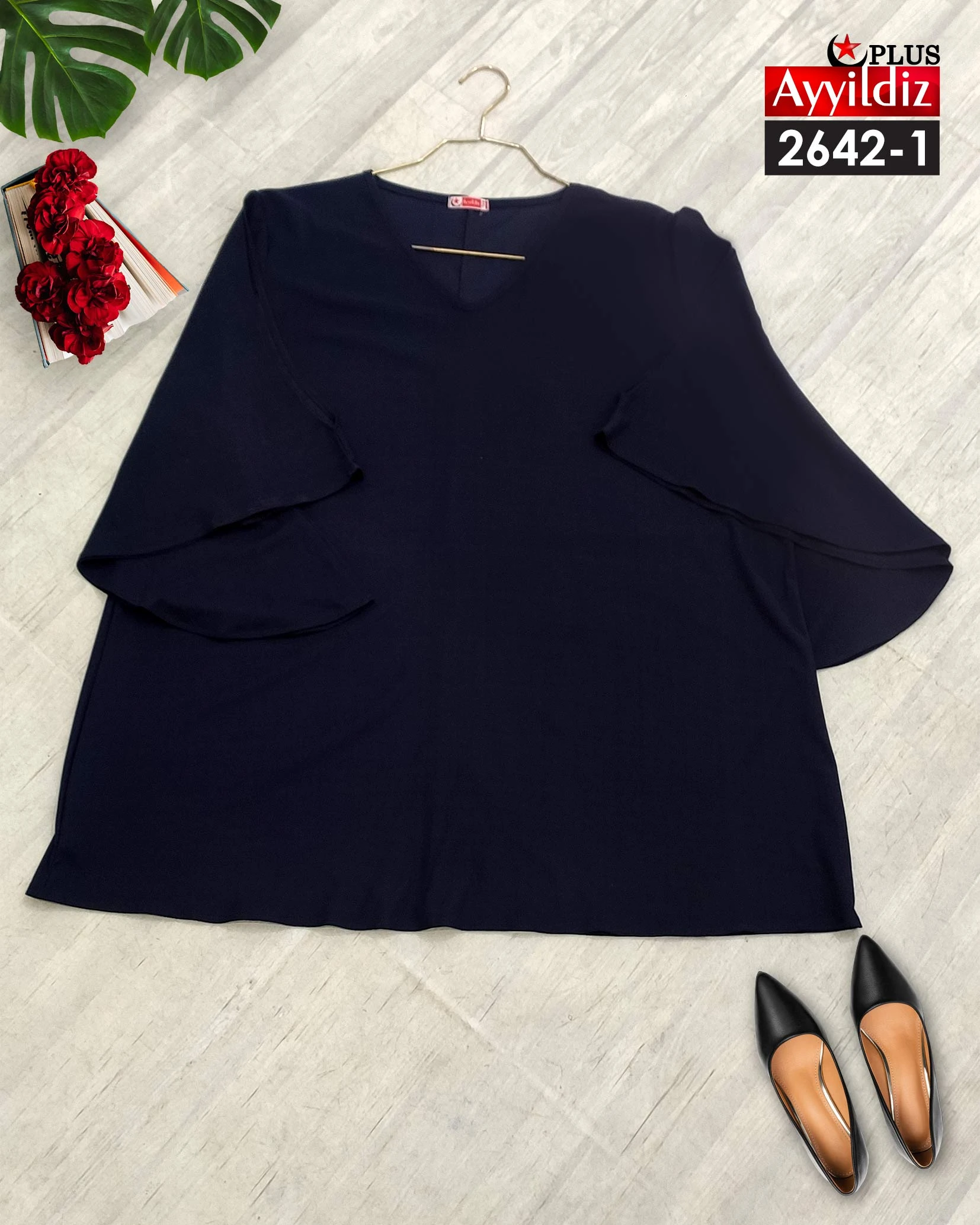 شومیز سایز بزرگ زنانه کرپ کش کد 2642