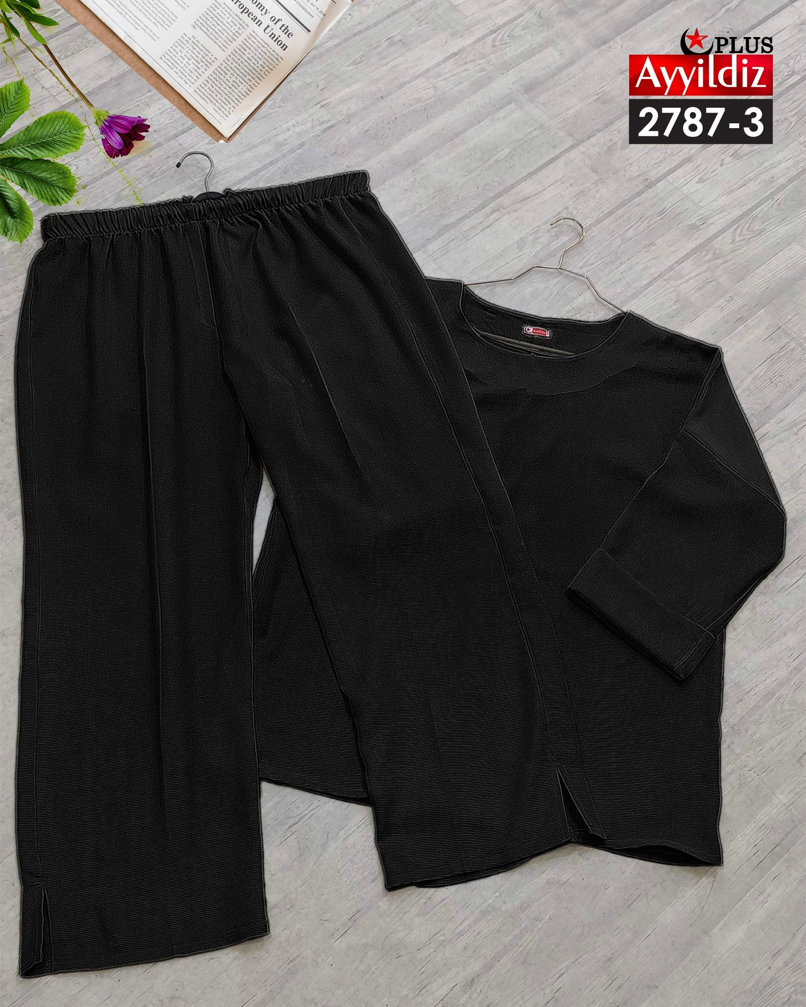 ست بلوز شلوار بیرون پوش سایز بزرگ زنانه  کد 2787