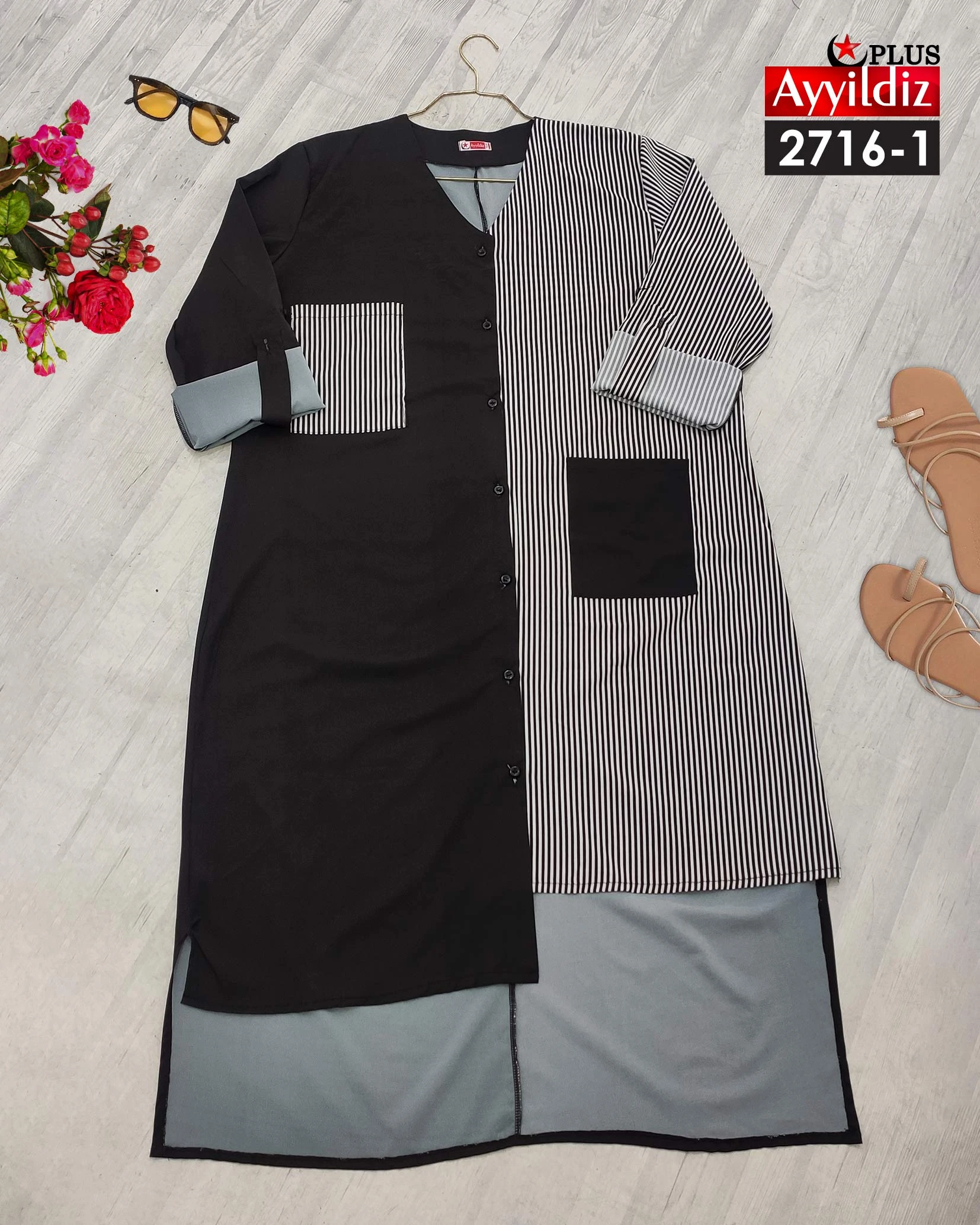 مانتو / تونیک لش آزاد سایز بزرگ کد 2716