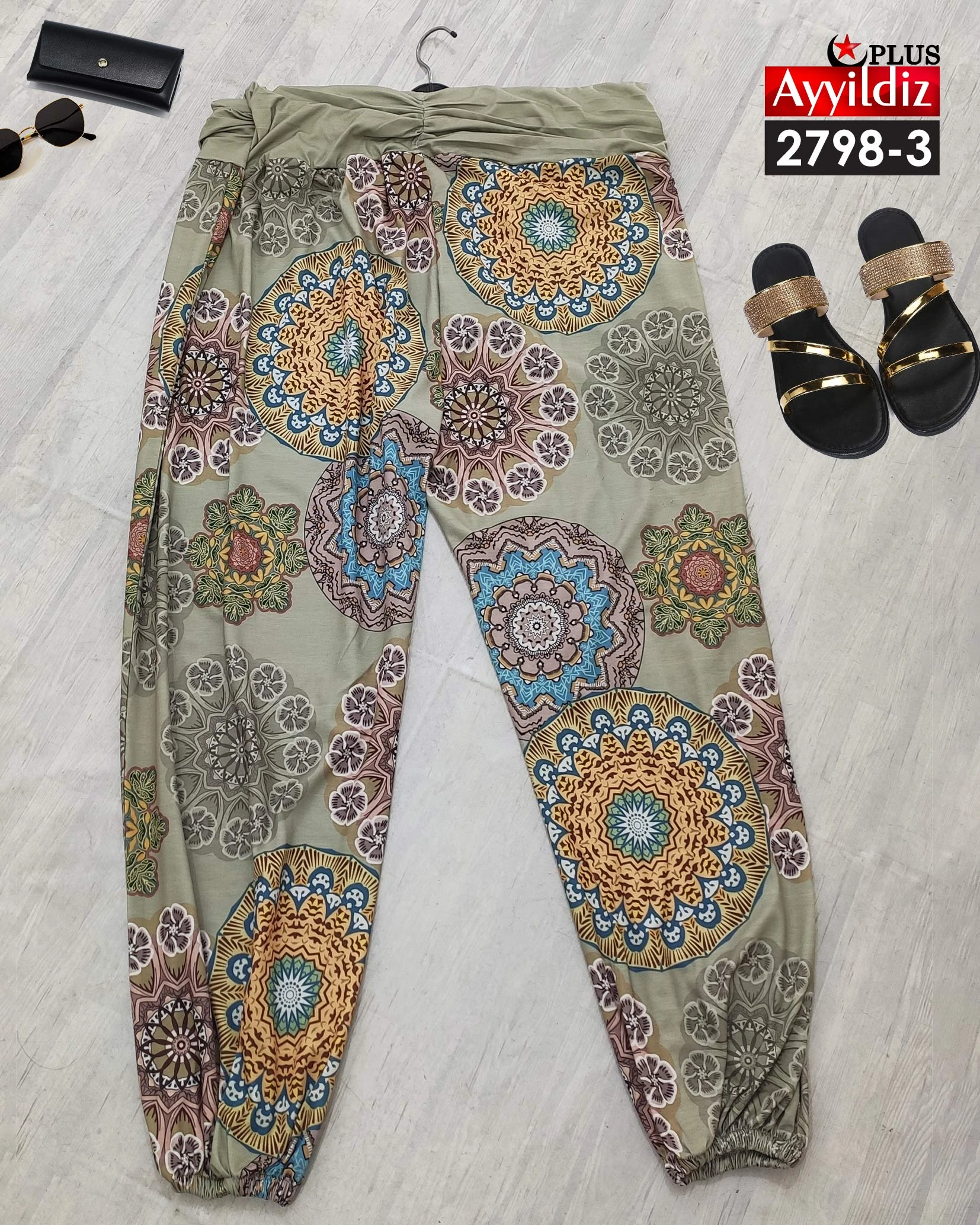 شلوار خنک نخی کشی سایز بزرگ زنانه  کد 2798