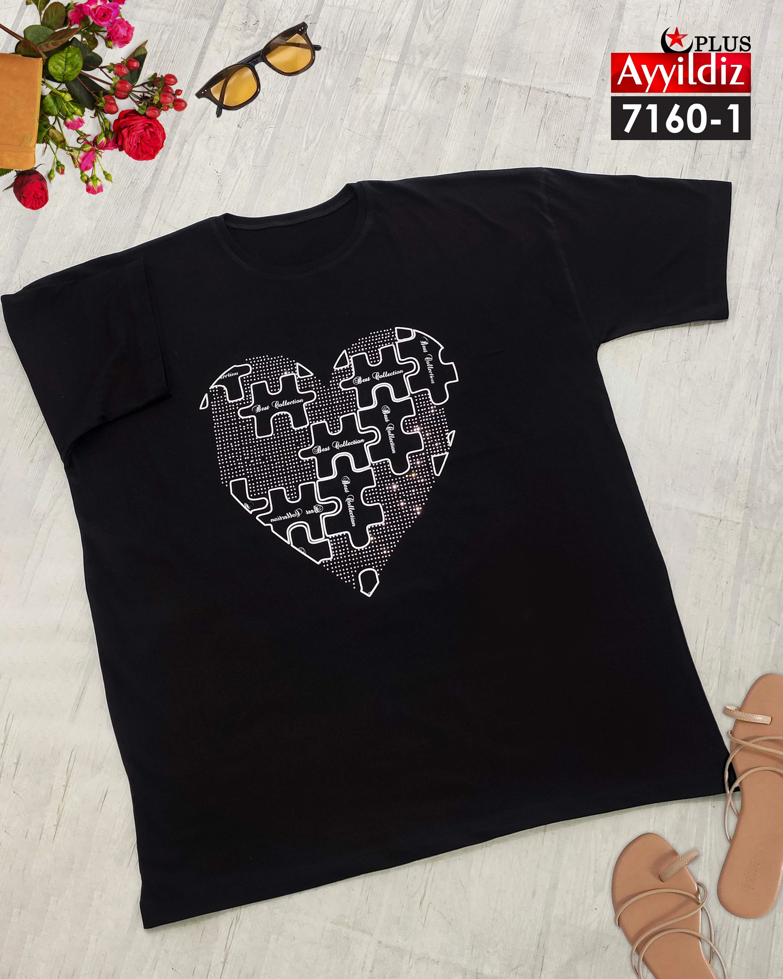 تیشرت سایز بزرگ زنانه نخ پنبه 100 در 100 کد 7160