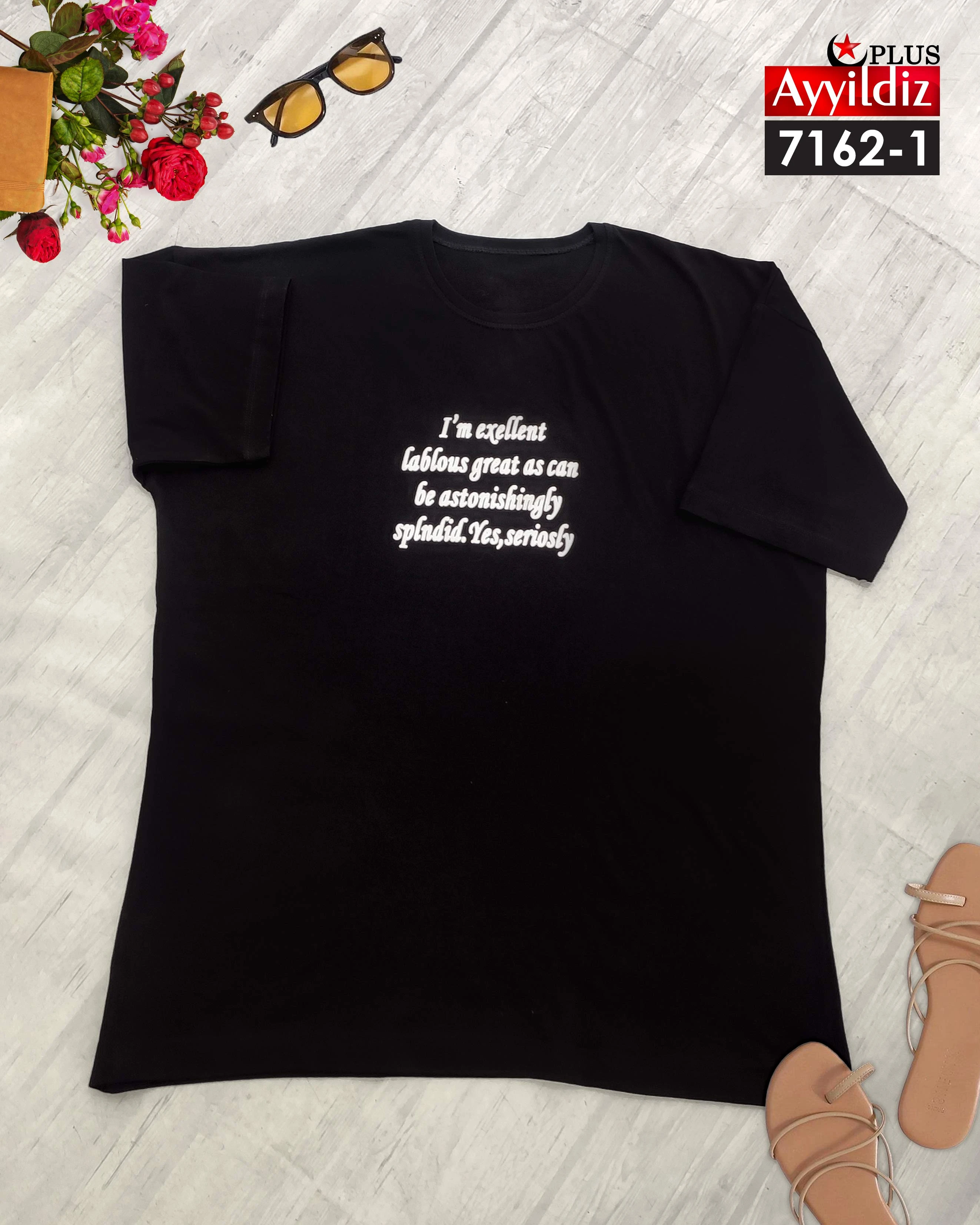 تیشرت سایز بزرگ زنانه نخ پنبه 100 در 100 کد 7162