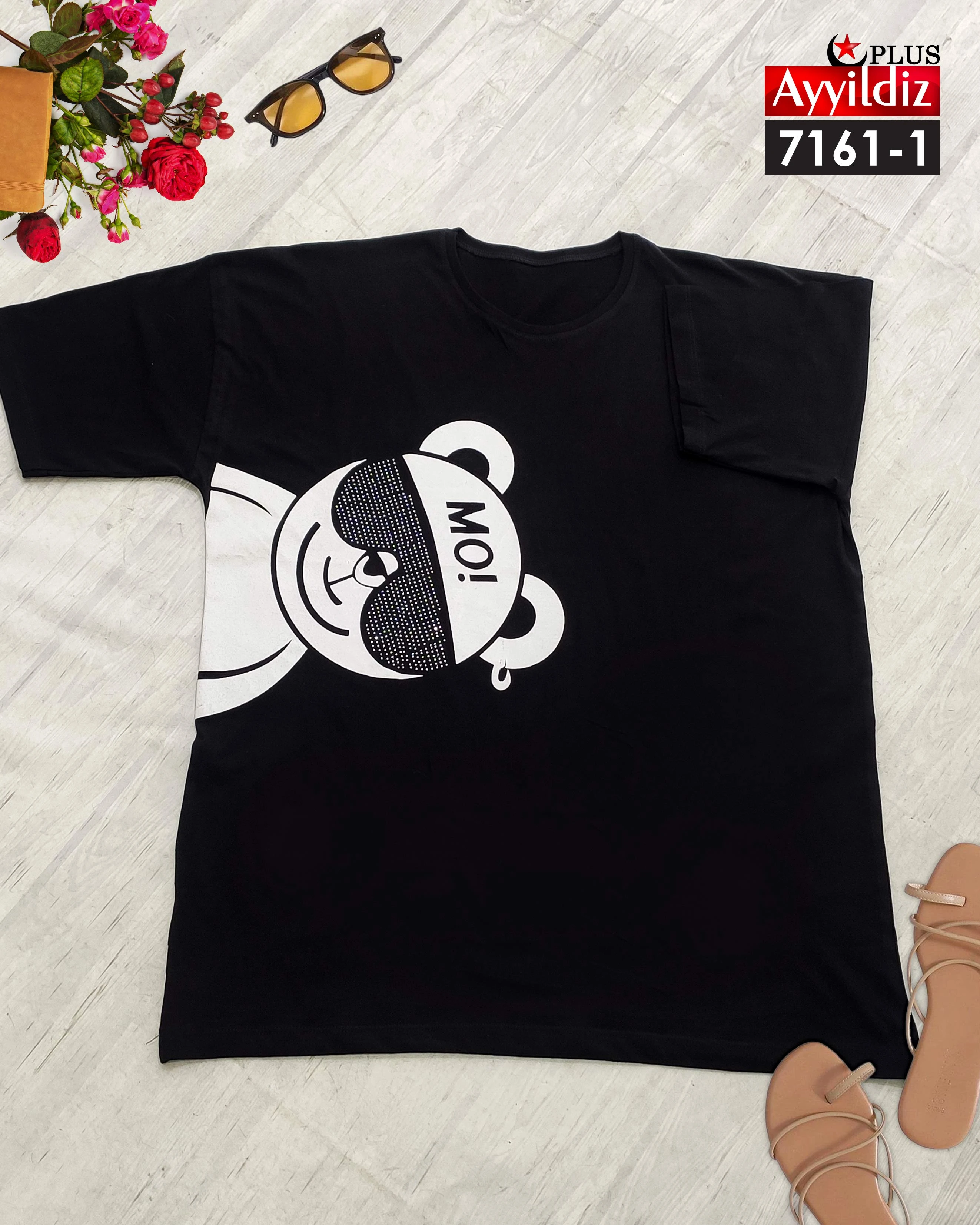 تیشرت سایز بزرگ زنانه نخ پنبه 100 در 100 کد 7161
