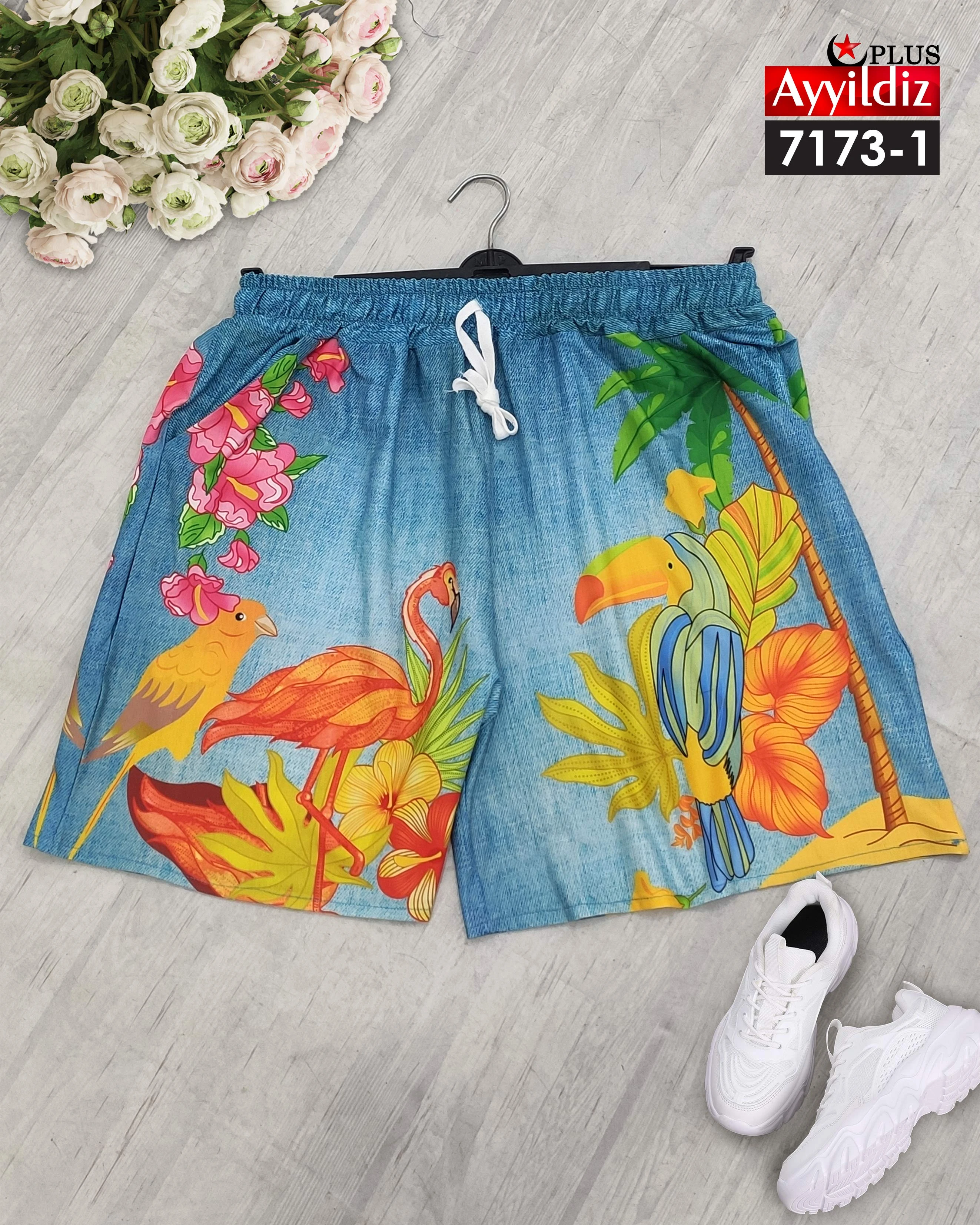 شلوارک زنانه سایز بزرگ نخ پنبه طرح لی کد 7173