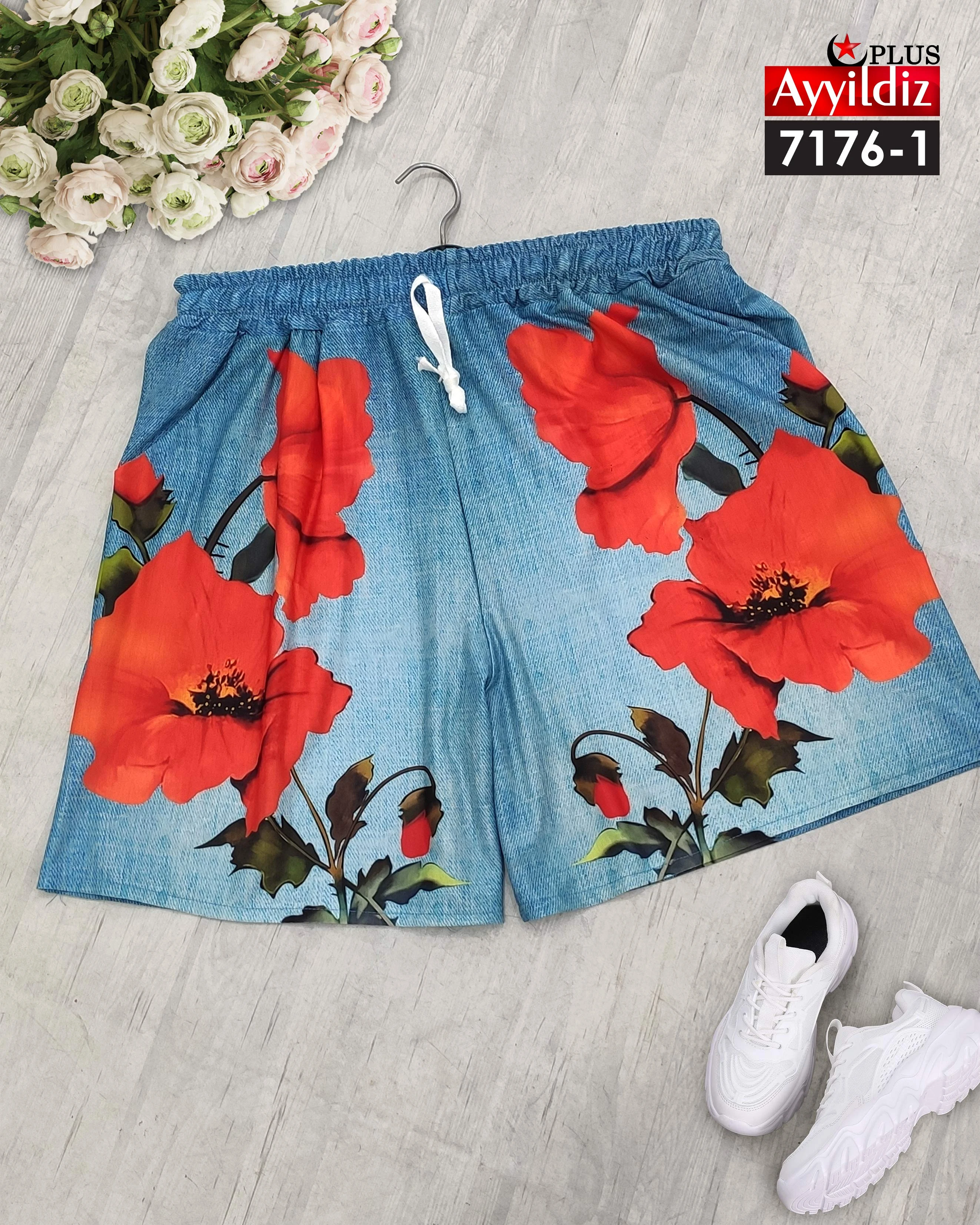 شلوارک زنانه سایز بزرگ نخ پنبه طرح لی کد 7176