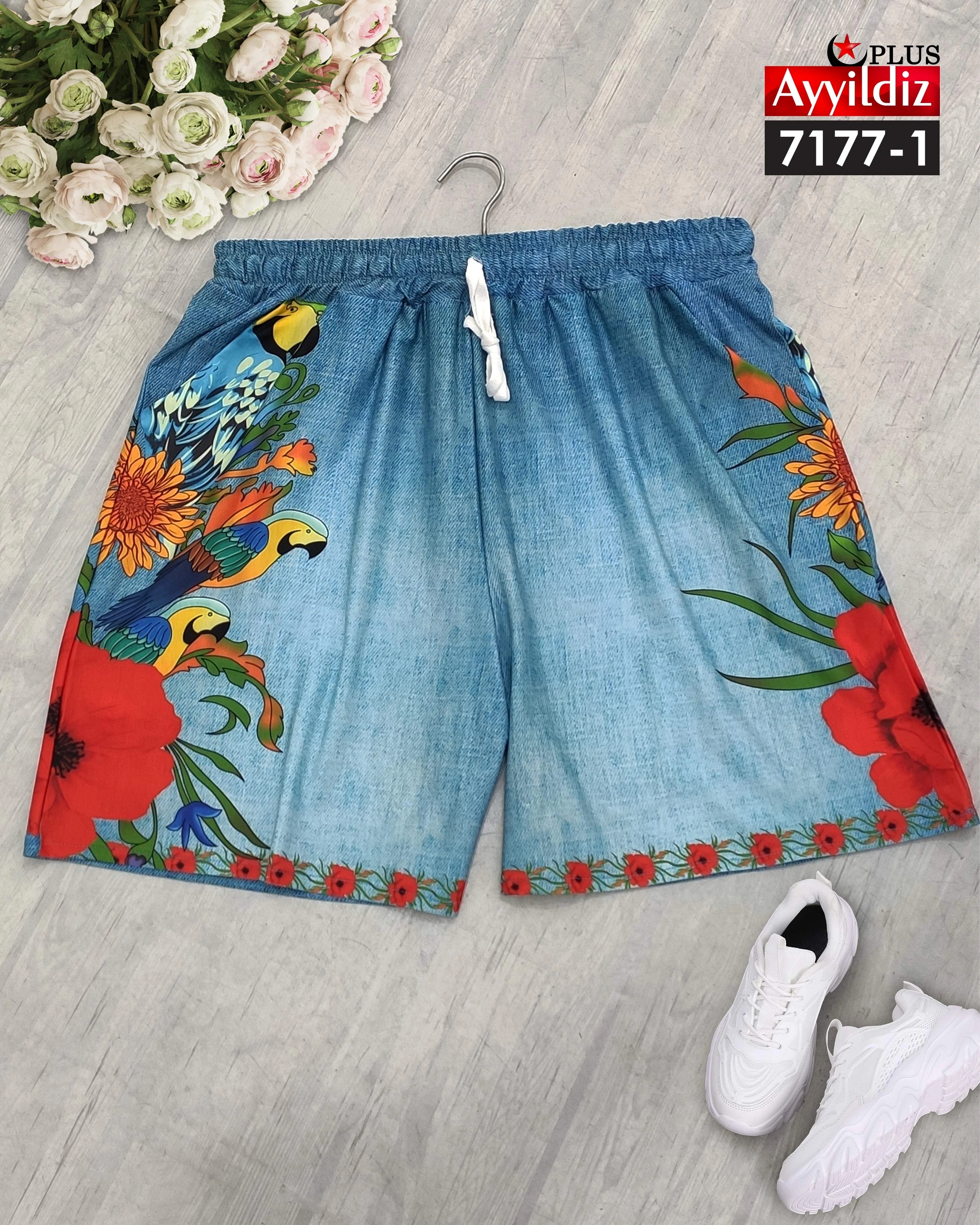شلوارک زنانه سایز بزرگ نخ پنبه طرح لی کد 7177