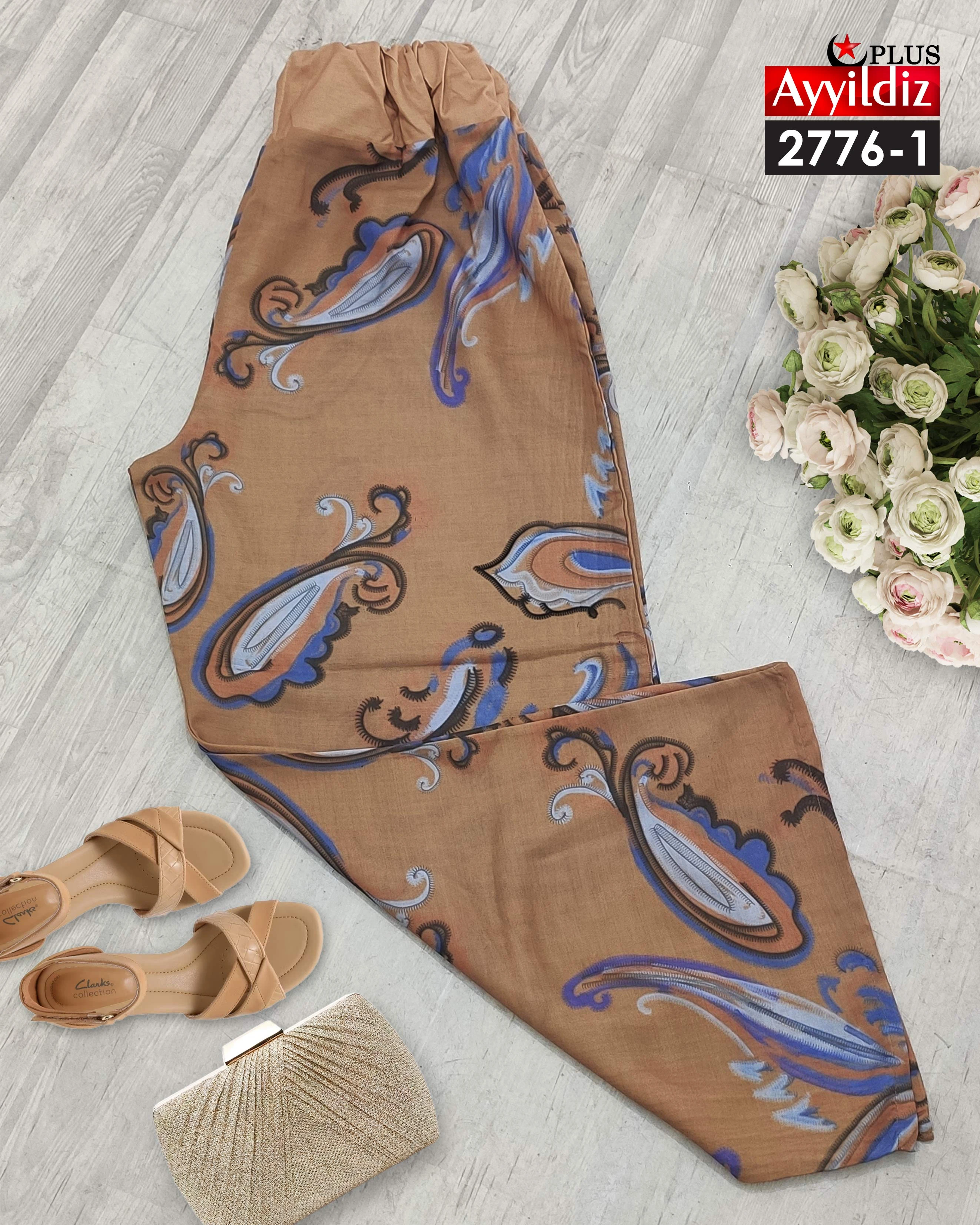 شلوار سایز بزرگ زنانه نخ سیلک کد 2776