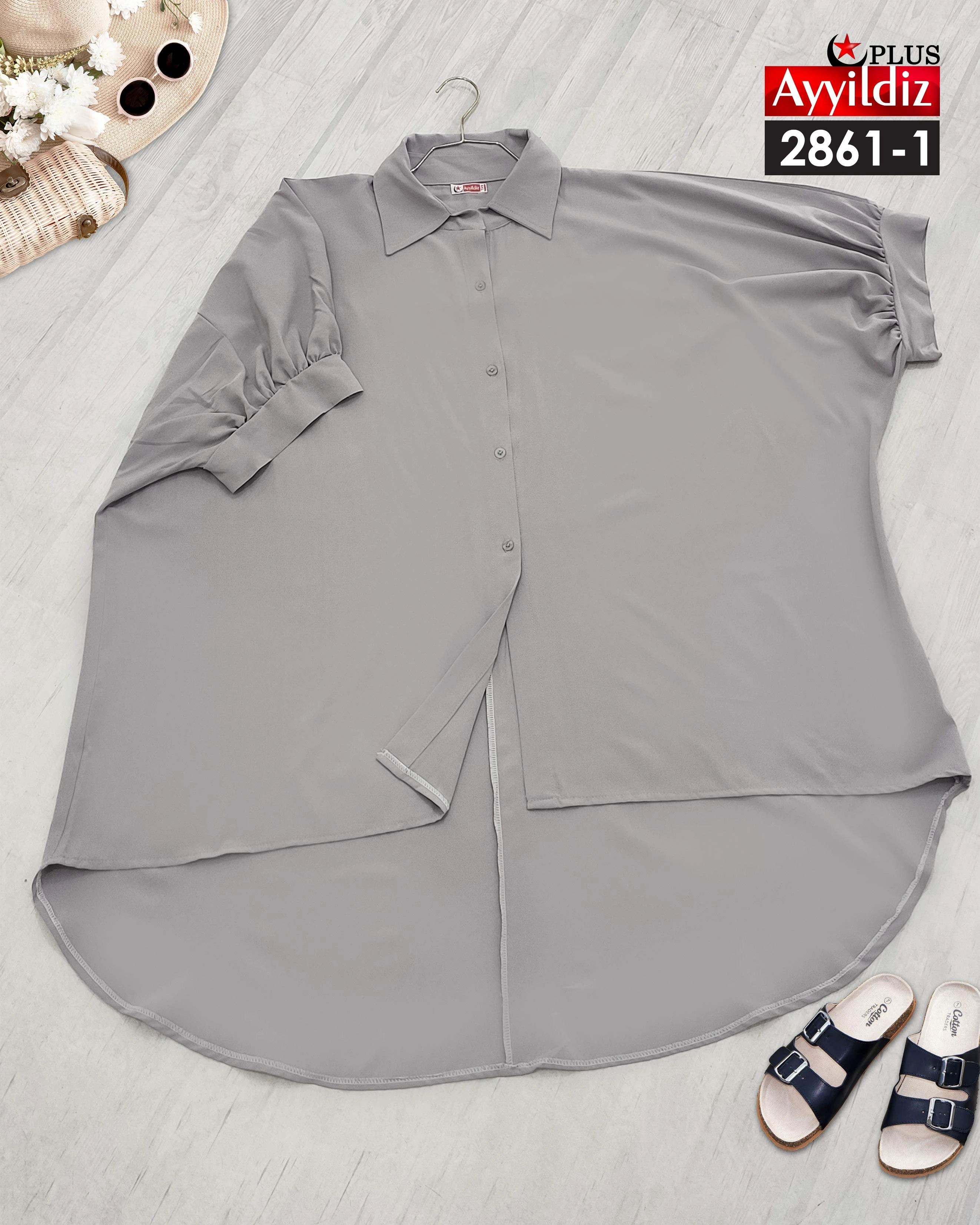 مانتو سایز بزرگ کتان صابونی خنک کد 2861