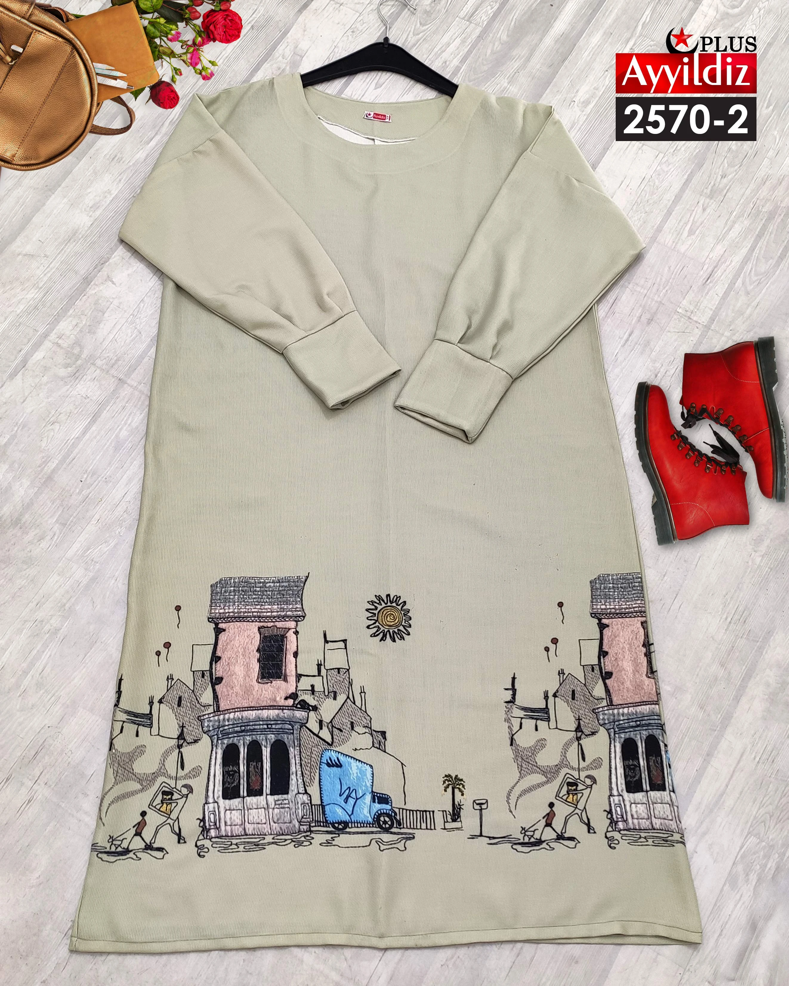 پیراهن بلند ساحلی سایز بزرگ زنانه شانتون پاییزه کد 2570