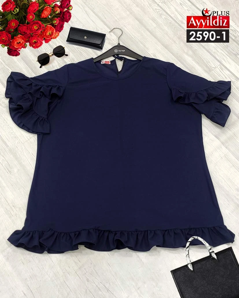 بلوز سایز بزرگ زنانه کرپ کش کد 2590