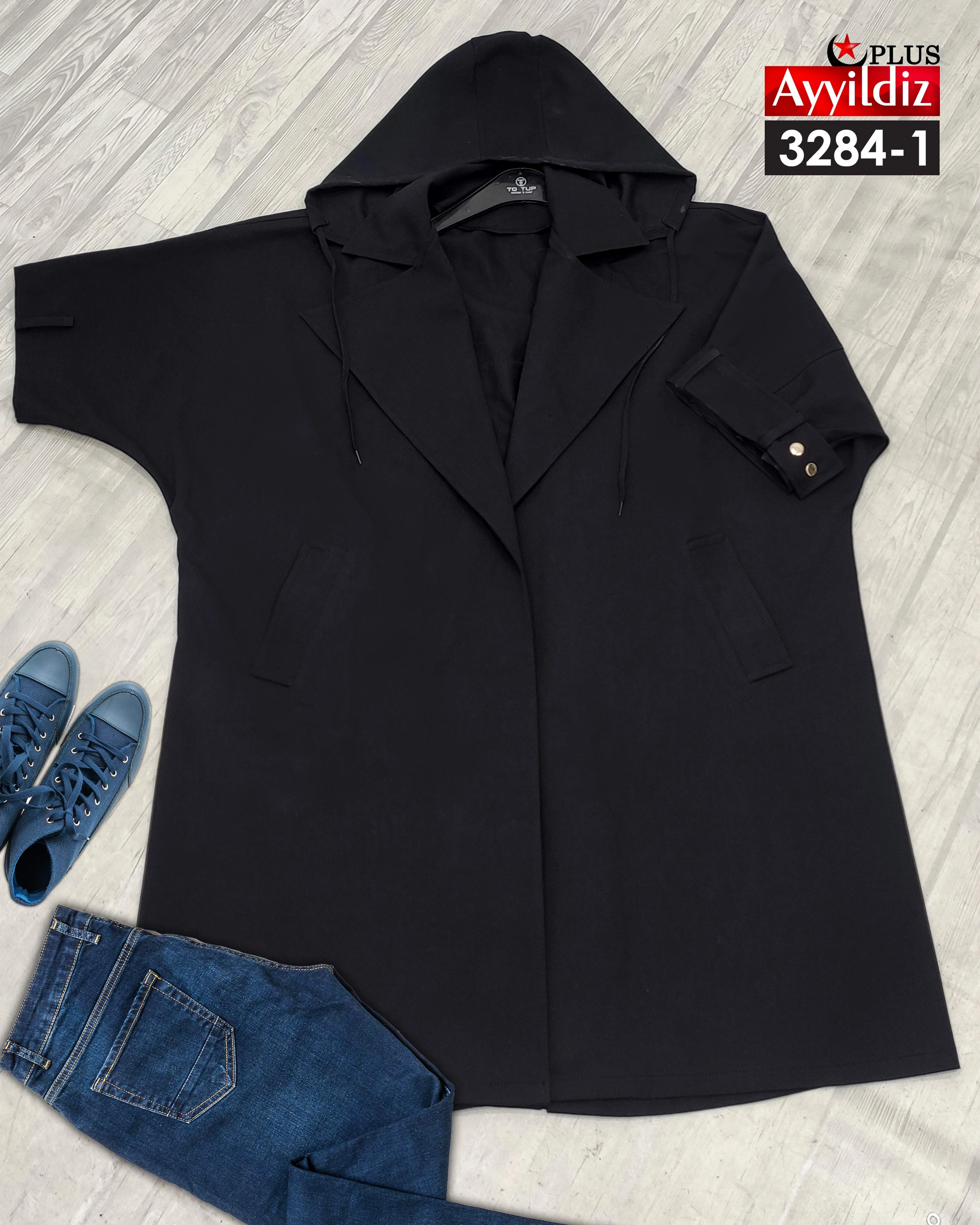 بارانی پانچی سایز بزرگ زنانه کد 3284
