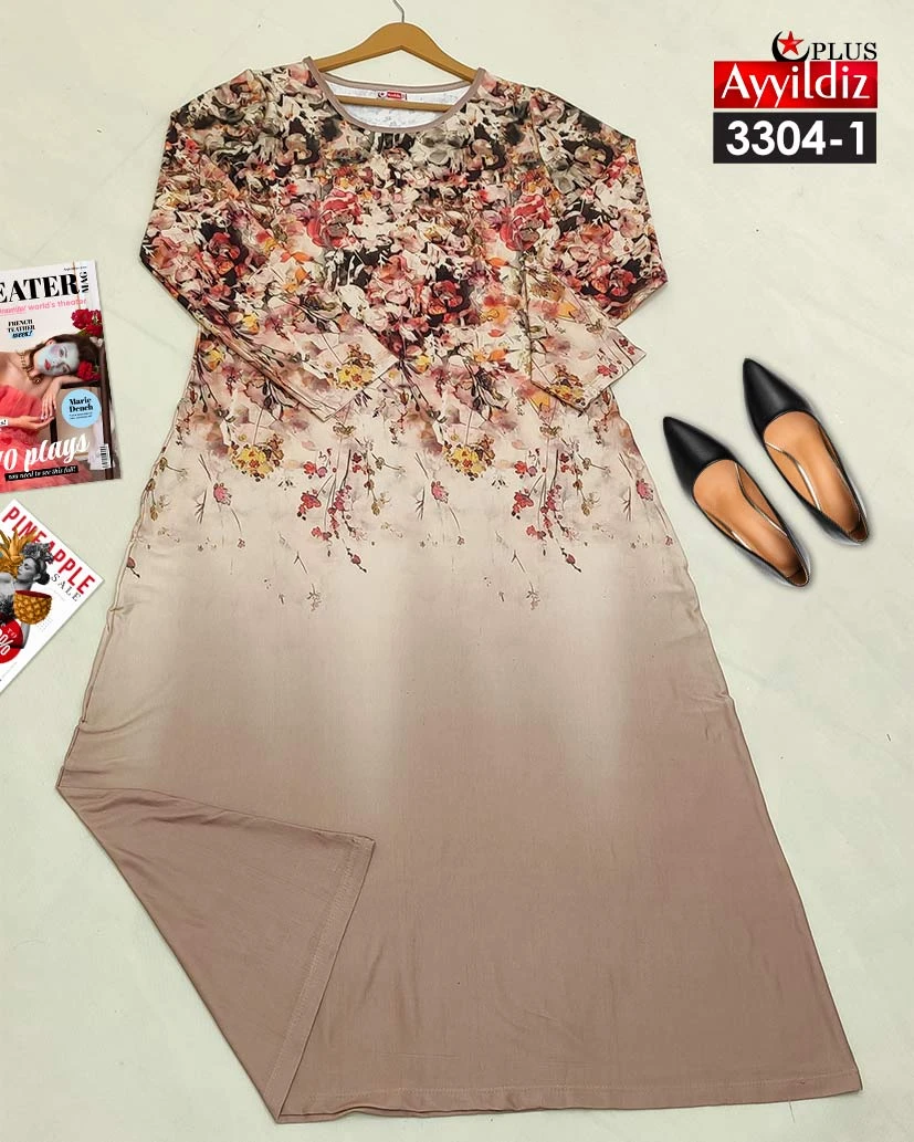 پیراهن بلند سایز بزرگ زنانه کد 3304 تصویر کاتالوگ