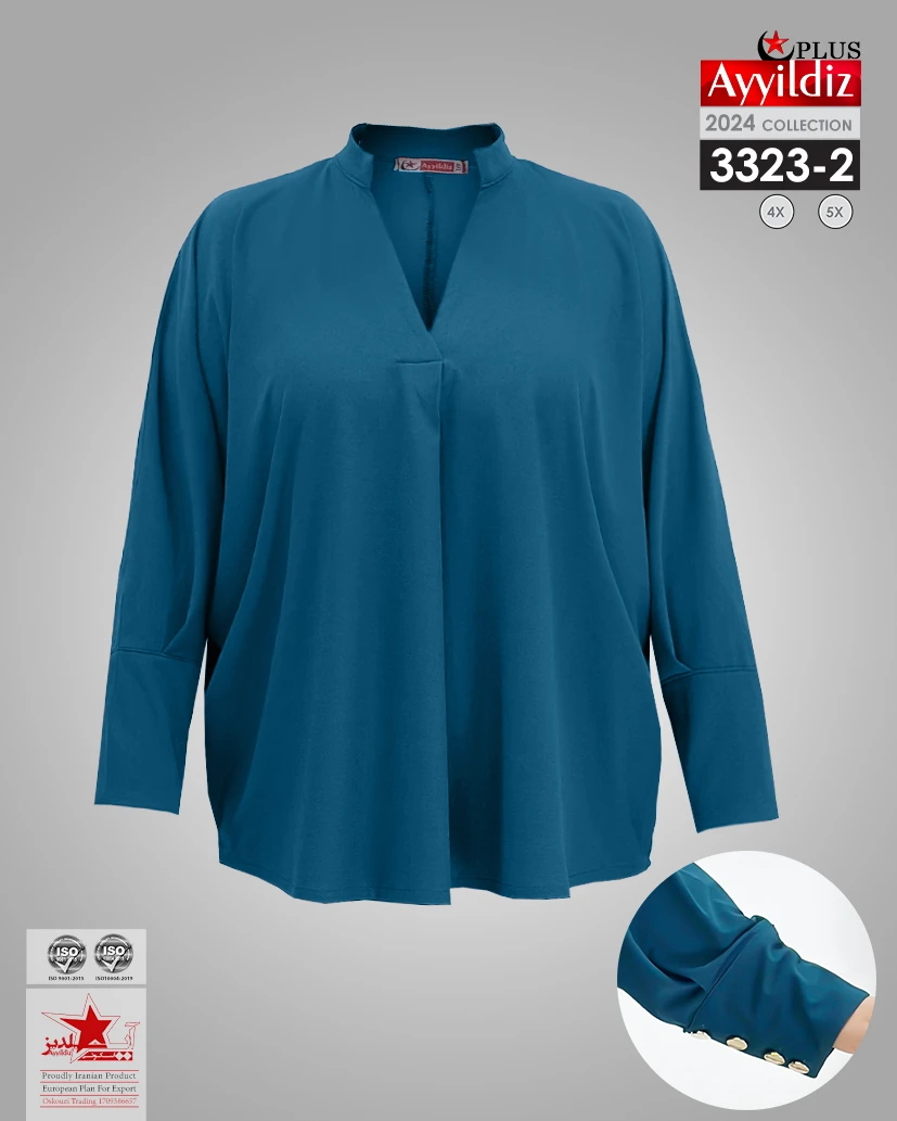 شومیز سایز بزرگ زنانه کرپ کش کد 3323