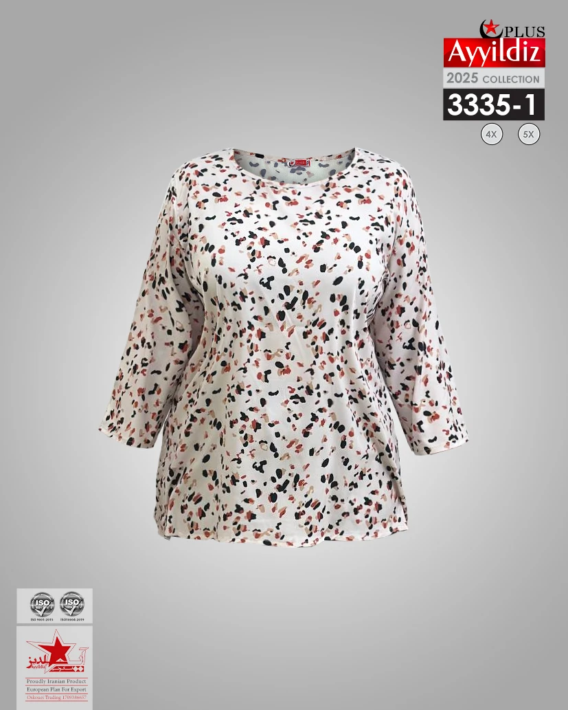 شومیز راحتی سایز بزرگ زنانه کد 3335-1
