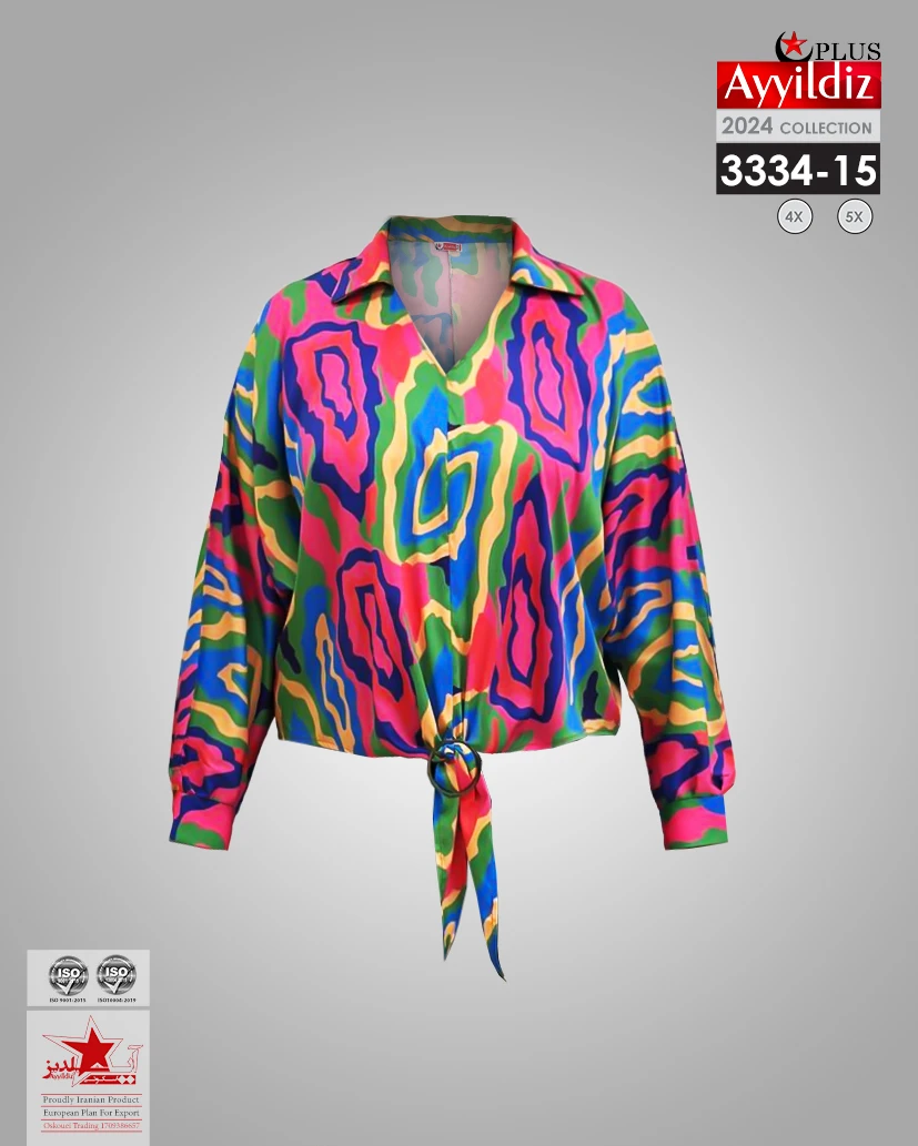 شومیز مجلسی سایز بزرگ زنانه کد 3334-15
