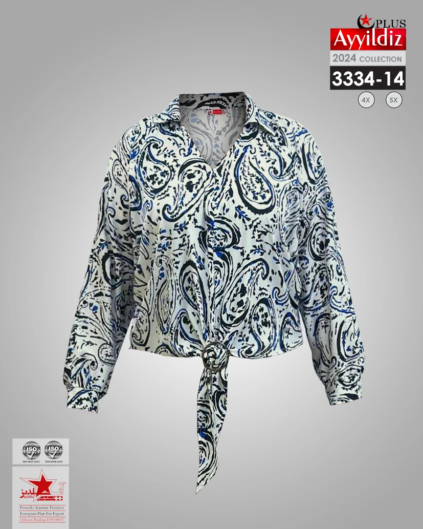 شومیز مجلسی سایز بزرگ زنانه کد 3334-14