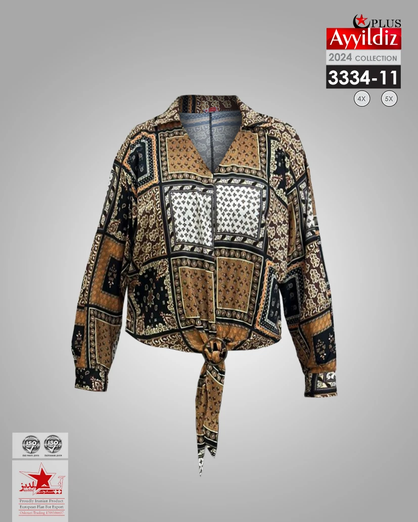 شومیز مجلسی سایز بزرگ زنانه کد 3334-11