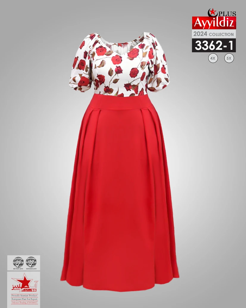 پیراهن بلند سایز بزرگ زنانه کد 3362 تصویر کاتالوگ