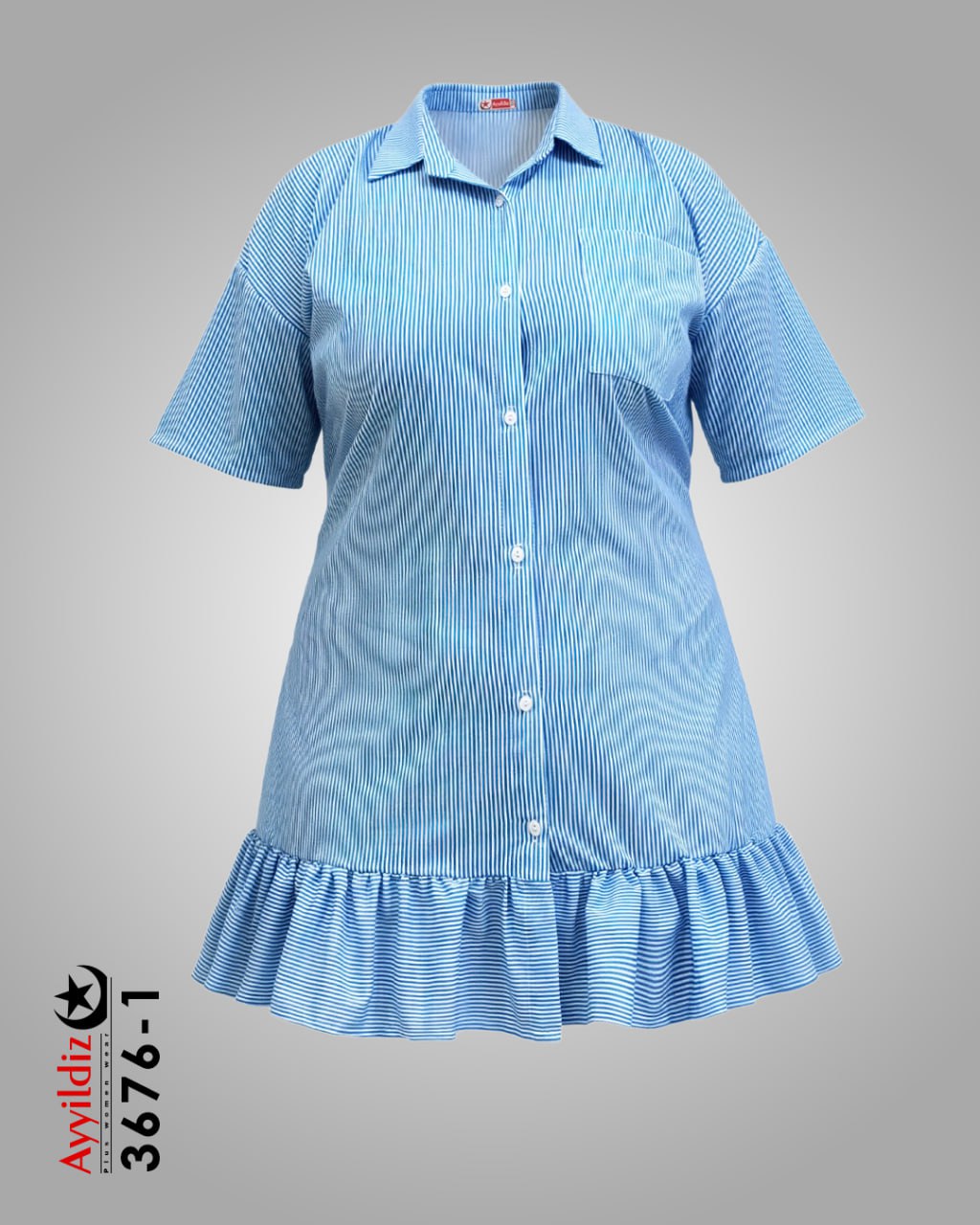 تونیک جلو دکمه سایز بزرگ زنانه کد 3676