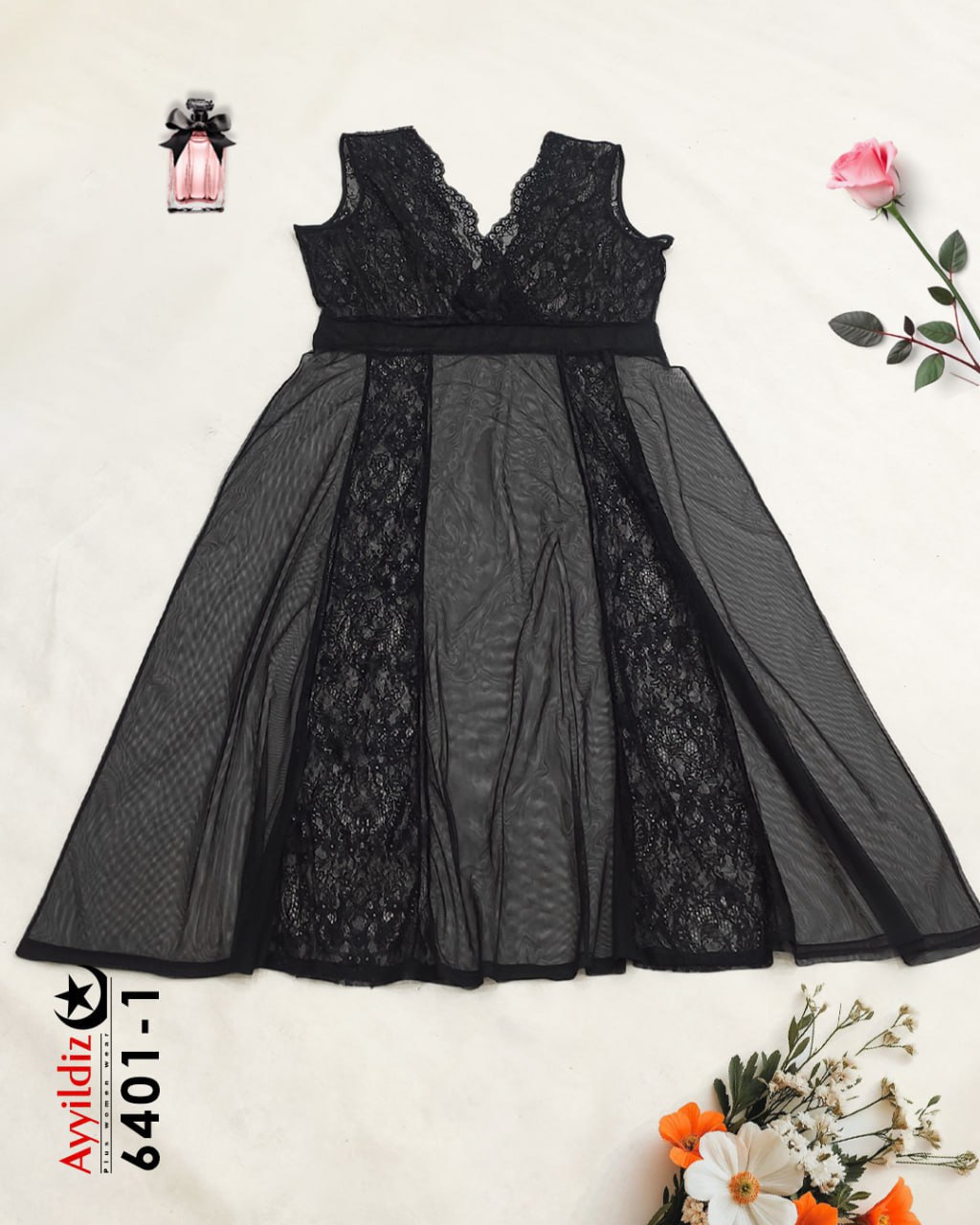 لباس خواب سایز بزرگ زنانه کد 6401