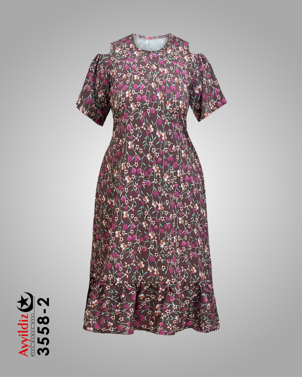پیراهن راحتی سر شانه باز سایز بزرگ زنانه کد 3558