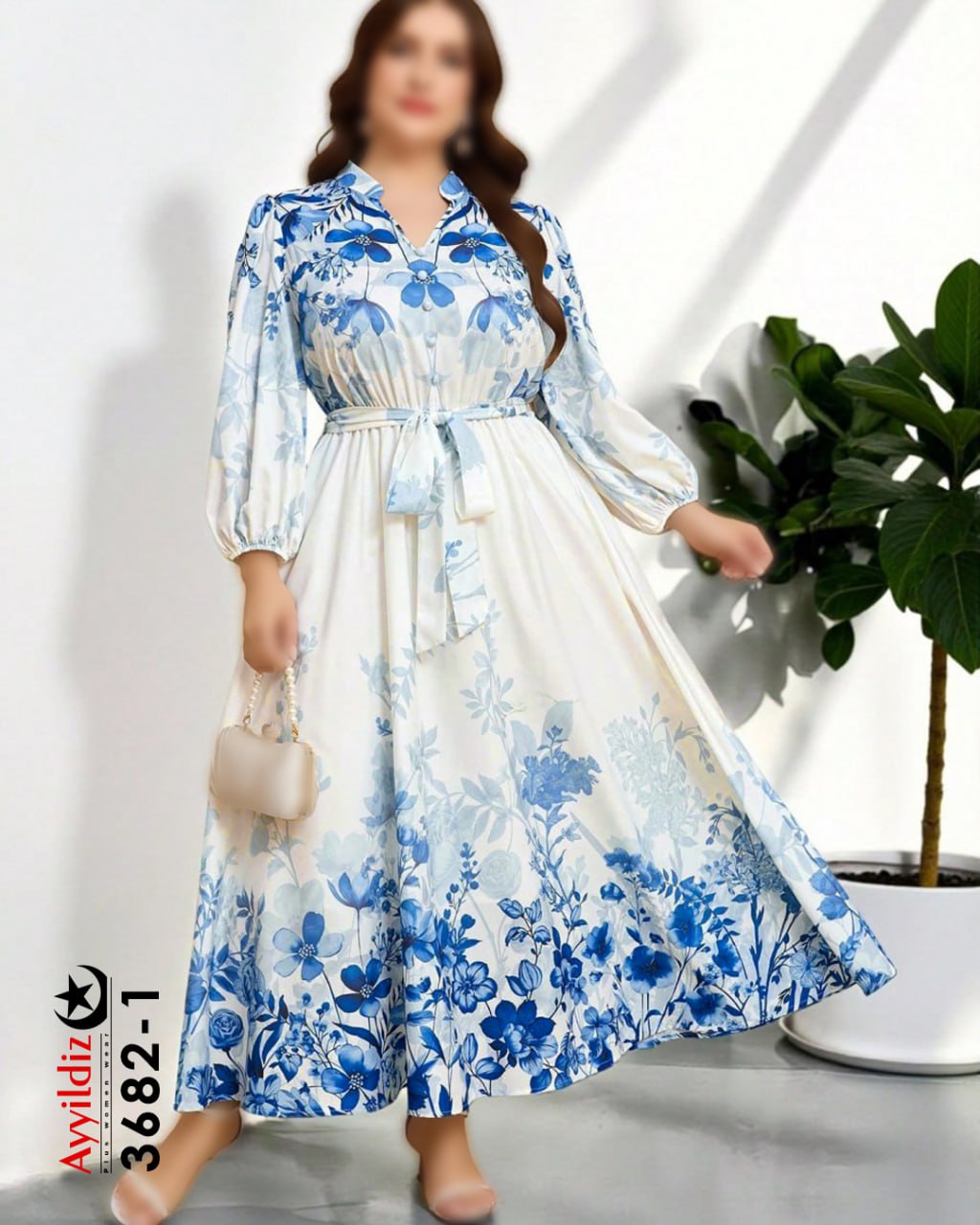 پیراهن مجلسی سایز بزرگ زنانه کد 3682