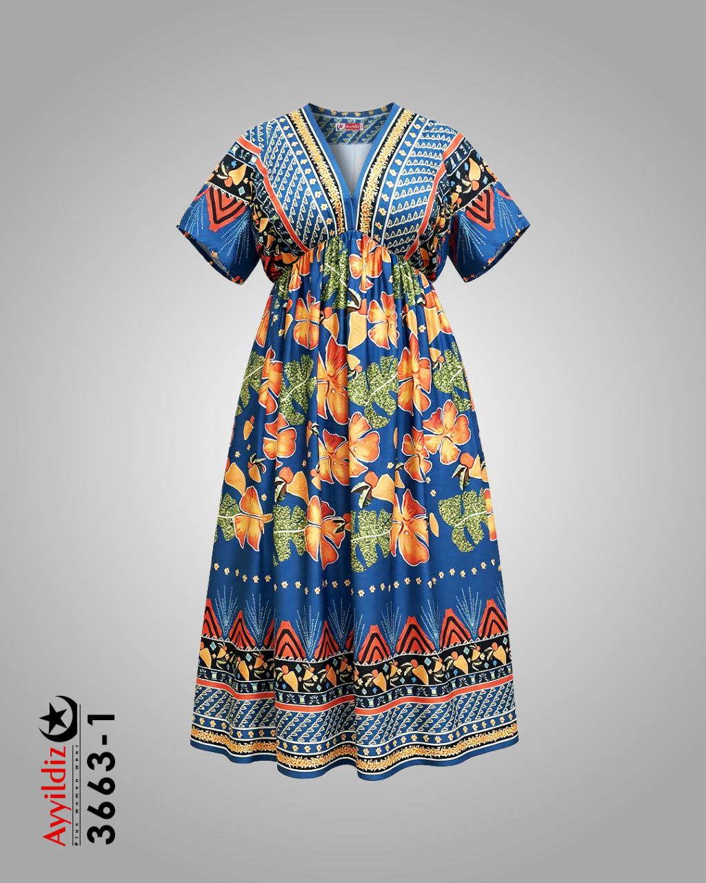 پیراهن ساحلی سایز بزرگ زنانه کد 3663
