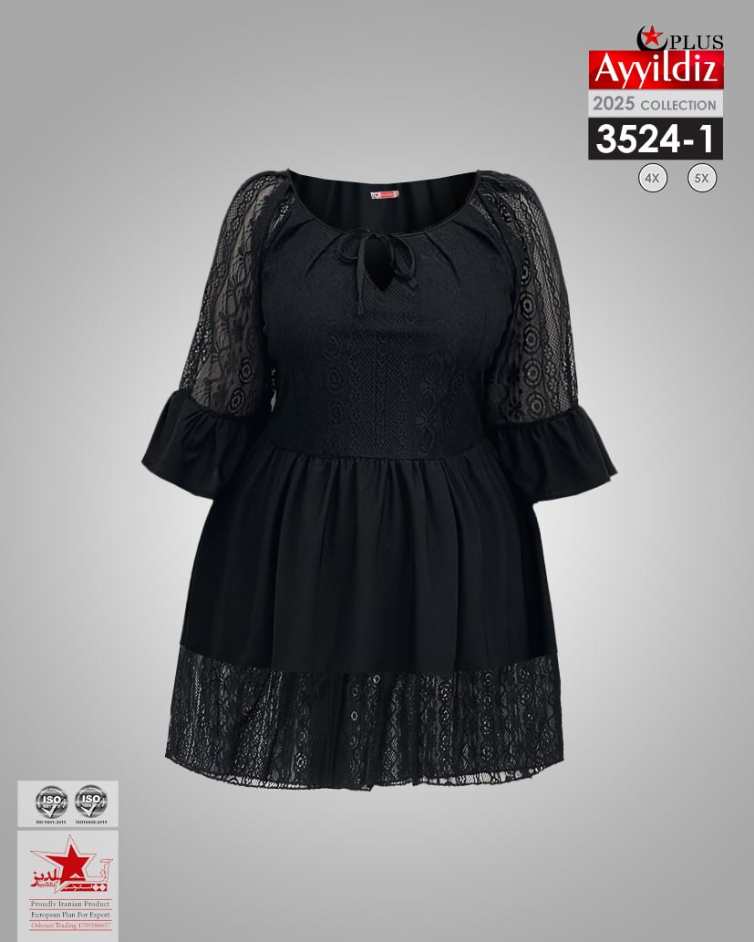 شومیز مجلسی سایز بزرگ زنانه کد 3524 مشکی