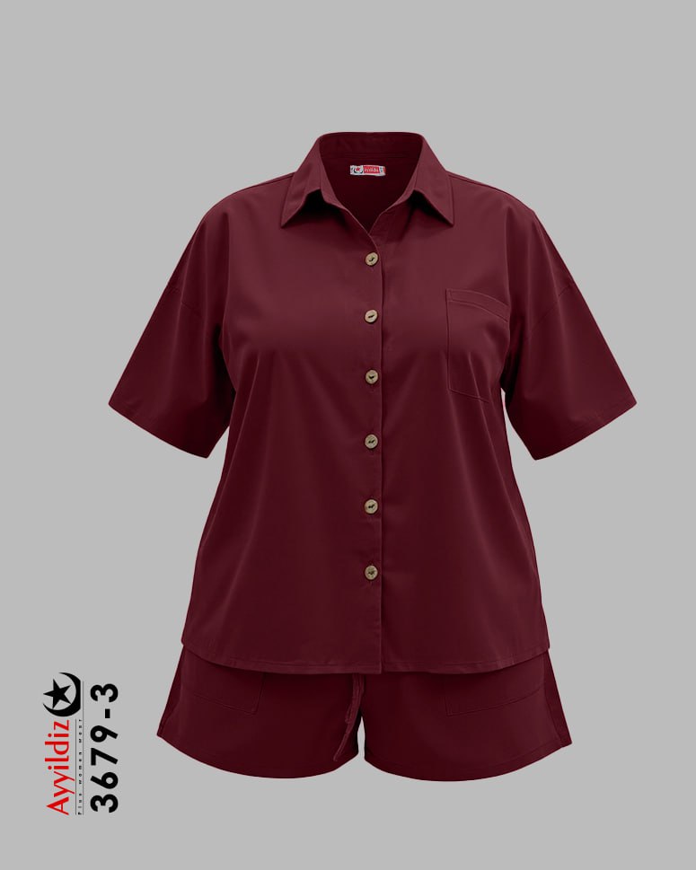 ست شومیز شلوارک خنک سایز بزرگ بزرگ زنانه کد 3679