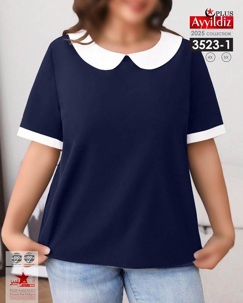 شومیز مجلسی عروسکی سایز بزرگ زنانه کد 3523