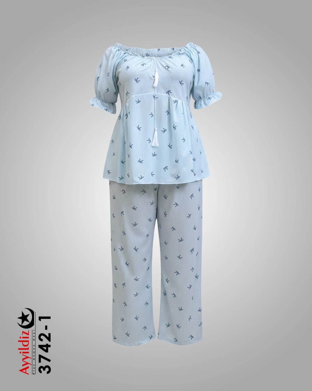 ست تیشرت شلوار سایز بزرگ زنانه کد 3742