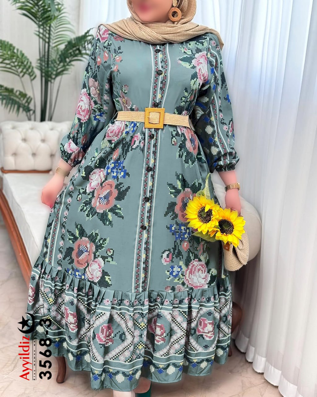 پیراهن مجلسی سایز بزرگ زنانه کد 3568