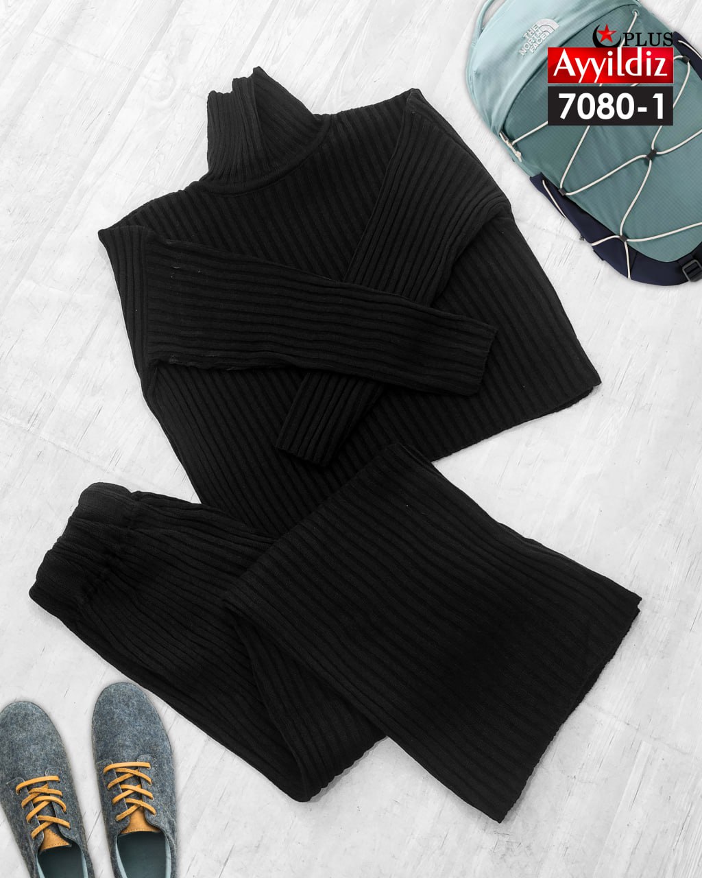 ست کراپ شلوار بافت سایز بزرگ زنانه کد 7080