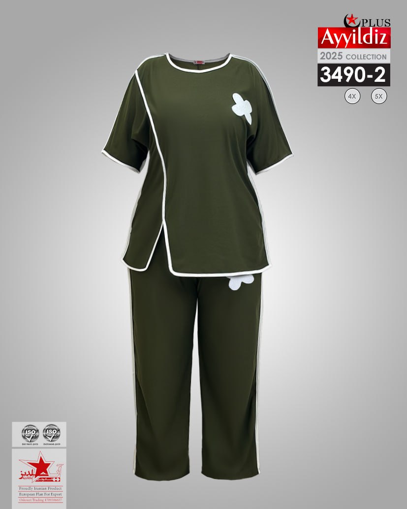 ست بلوز شلوار مجلسی سایز بزرگ زنانه کد 3490