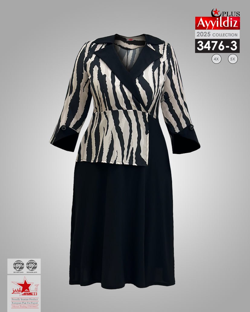 پیراهن مجلسی سایز بزرگ زنانه کد 3476-3 تصویر کاتالوگ