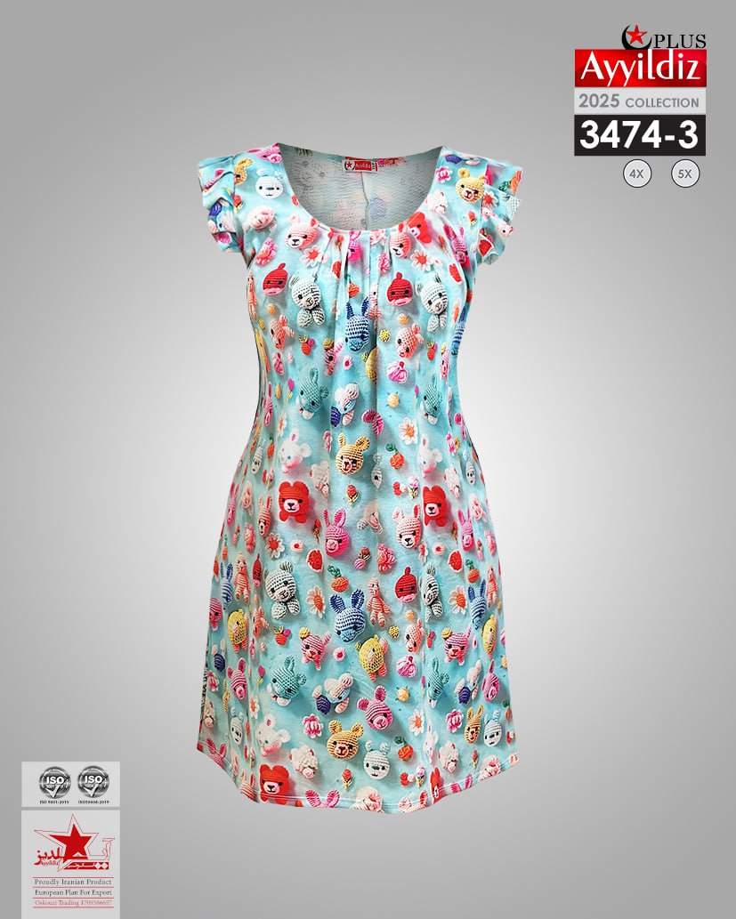 تونیک نخی سه بعدی سایز بزرگ زنانه 3474-3