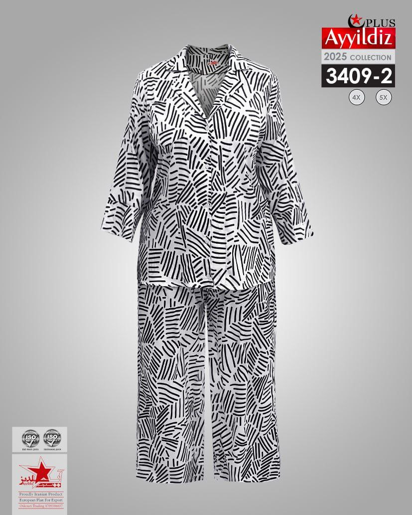 ست شومیز  شلوار مجلسی سایز بزرگ زنانه کد 3409