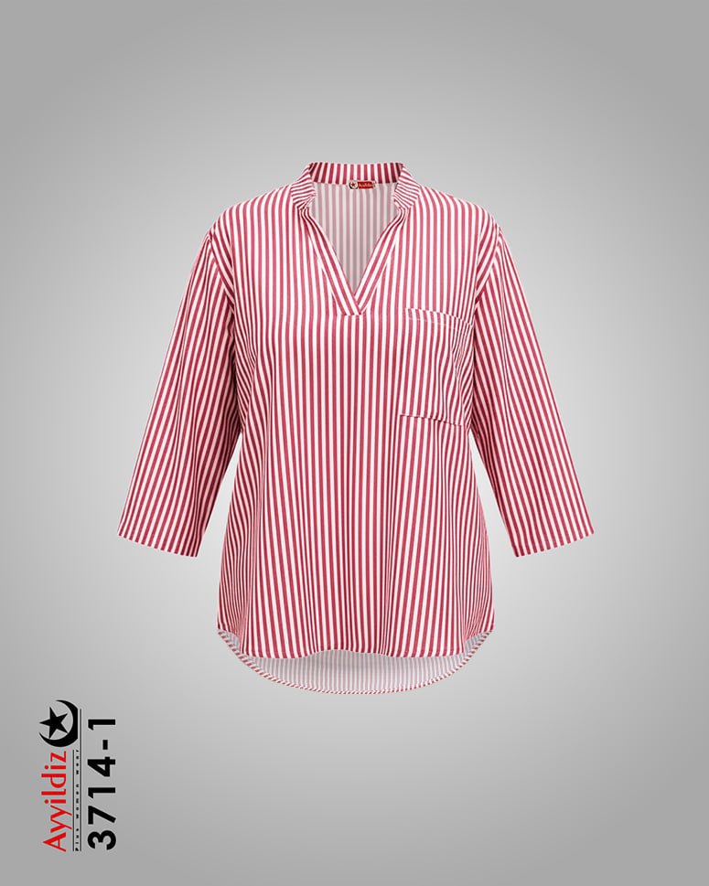 شومیز مجلسی راه راه سایز بزرگ زنانه کد 3714