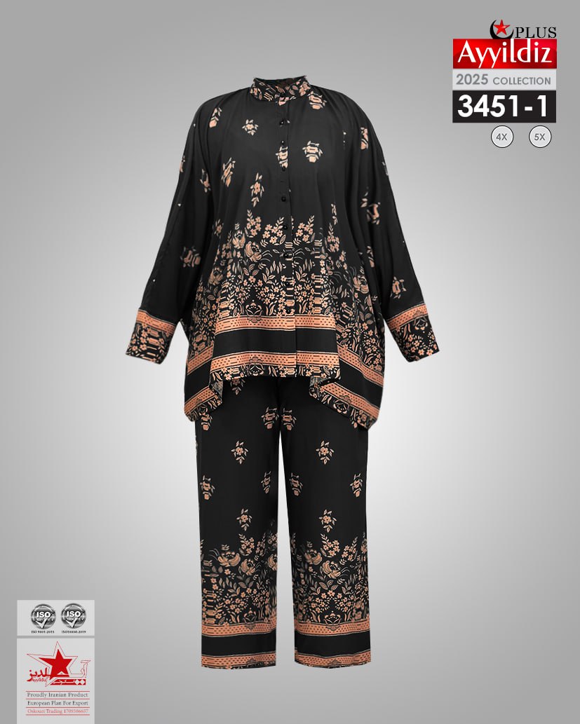 ست مانتو شلوار مجلسی سایز بزرگ زنانه کد 3451-1