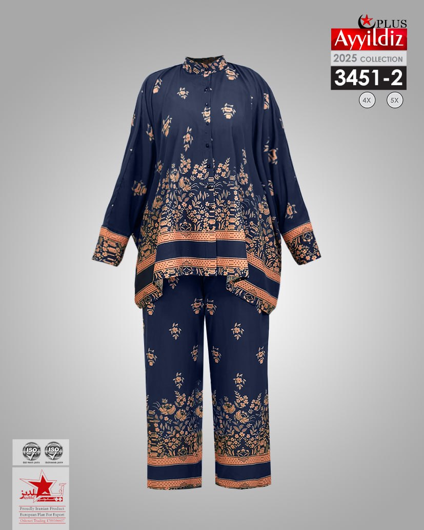 ست مانتو شلوار مجلسی سایز بزرگ زنانه کد 3451-2