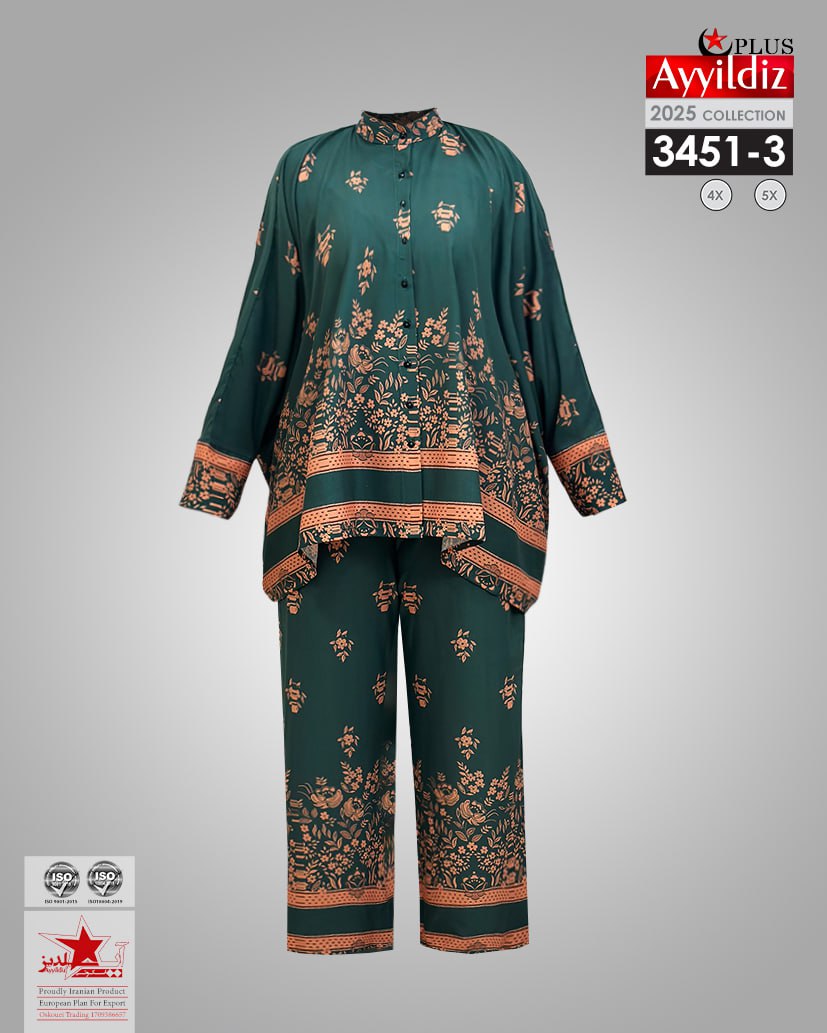 ست مانتو شلوار مجلسی سایز بزرگ زنانه کد 3451-3