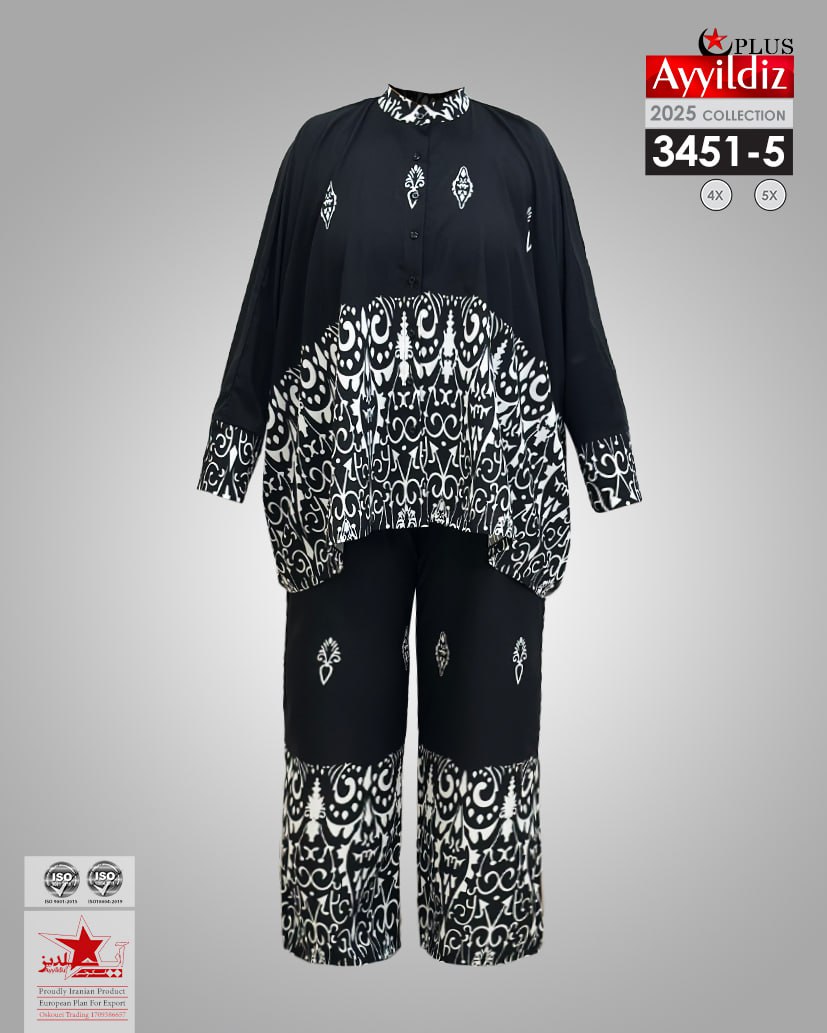 ست مانتو شلوار مجلسی سایز بزرگ زنانه کد 3451-5